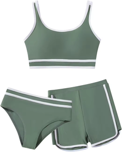 Maillots de bain pour filles, ensemble de bikinis pour enfants, impression de logo personnalisé, maillot de bain <span class=keywords><strong>tankini</strong></span> pour filles, nouveau design, robe de bain mignonne pour enfants, ensemble 3 pièces - Product Image 4