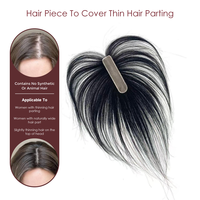 Topper en cheveux Remy indiens, noué à la main, avec base légère et invisible, partie élargie, pour la perte de cheveux post-partum, fin de 3,8x1 pouces, pour couvrir les zones clairsemées