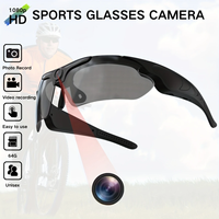 Lunettes de sport avec caméra unique stabilisée HD 1080P - Caméra portable à porter, charge micro USB pour la conduite à moto et les activités de plein air