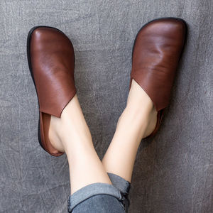 Nuevo Producto de Primavera, Zapatillas Planas de Verano Hechas a Mano con Parte Superior de PU, Retro, Antideslizantes, con Cordones, Suaves, para Mujer - Product Image 1