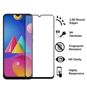 Protecteur d'écran pour Samsung Galaxy Mo2S, anti-rayures, dureté H9, couverture complète, impression soyeuse, film de protection trempé noir - Product Image 3