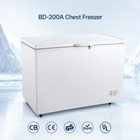 Congélateur coffre horizontal commercial BD-200, 200L, chargement par le haut, porte simple, congélateur coffre profond pour la maison, les restaurants, les cuisines, les magasins