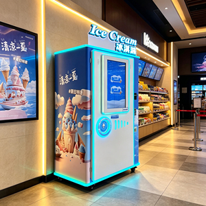 Máquina expendedora de helados de 32 pulgadas con pantalla táctil, máquina de helados suaves, operada con monedas, funciona 24 horas, quiosco expendedor de yogur helado en venta al por mayor. - Product Image 1