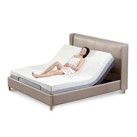 Lit Moderne Électrique Réglable en Cuir, Taille King Size, avec Rangement, Design Pliable, Fonction Massage, Confortable