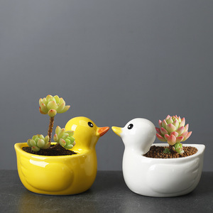 Super Cute Cartoon Little <strong>Duck</strong> Animal Design Glazed Ceramic Flower Pot All-Match Succulent <strong>Planter</strong> with Fun Personality - Product Image 4