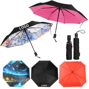 Promotional Wholesale Fashion 21/27/30 Inch Windproof and UV Resistant Fully-<b>automatic</b> Opening and Closing 3-fold <b>Umbrella</b> - Product Image 4