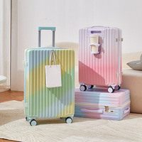 Valise rigide en ABS PC durable avec sac à bandoulière multifonctionnel à motif ombré pour les vacances en famille