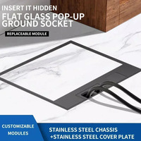 Caja de enchufes de suelo industrial negra con toma oculta, estándar UK, US, EU, BR, FR, con USB y RJ45, empotrada