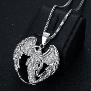 Collier pendentif Ailes d'Ange Grim Reaper pour homme, style gothique tendance, hip-hop, motard, audacieux, idéal pour la fête <span class=keywords><strong>des</strong></span> pères - Product Image 4