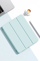 Étui de tablette fin transparent en TPU+PC, anti-jaunissement, avec bords souples, design avec support de stylet intégré, résistant aux chocs, fonction Smart Wake/Sleep, pliable en trois volets
