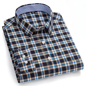 Nouveauté : Chemises à manches longues pour hommes en taille plus 7XL, 100% coton Oxford, décontractées élégantes, respirantes, printemps, vintage, à carreaux - Product Image 2