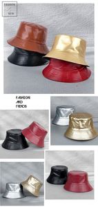 <b>Reversible</b> Double Side Wear Pu Leather Rain Waterproof Fishmen Cap <b>Bucket</b> Beach Sun Fishing <b>Hat</b> - Product Image 3