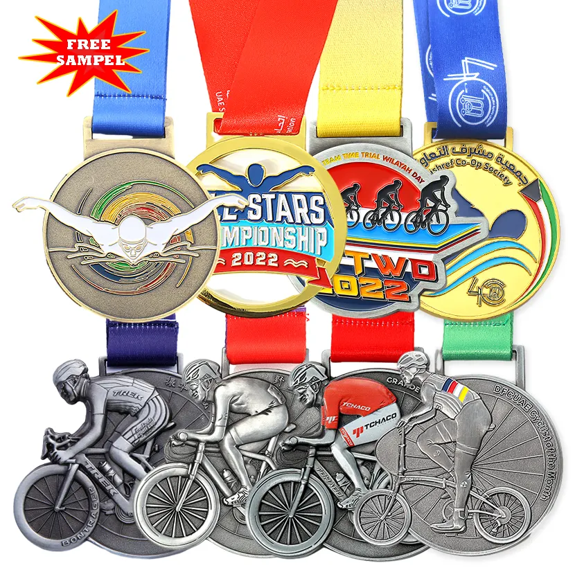 Medalla deportiva de Metal personalizada del fabricante, premio de natación, medallas 3D, medalla de Metal de aleación de Zinc para bicicleta de carreras