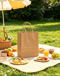 Bolsas de Papel Kraft Negras Biodegradables y Reciclables Personalizadas con Asas para Comida para Llevar - Product Image 2