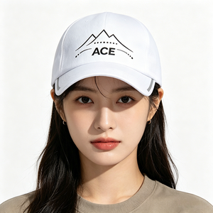 Gorra Deportiva Blanca de 5 Paneles con Estampado Gráfico ACE Mountain, Ligera, de Poliéster, Unisex, Casual, para Exteriores, con Visera Curva - Product Image 1