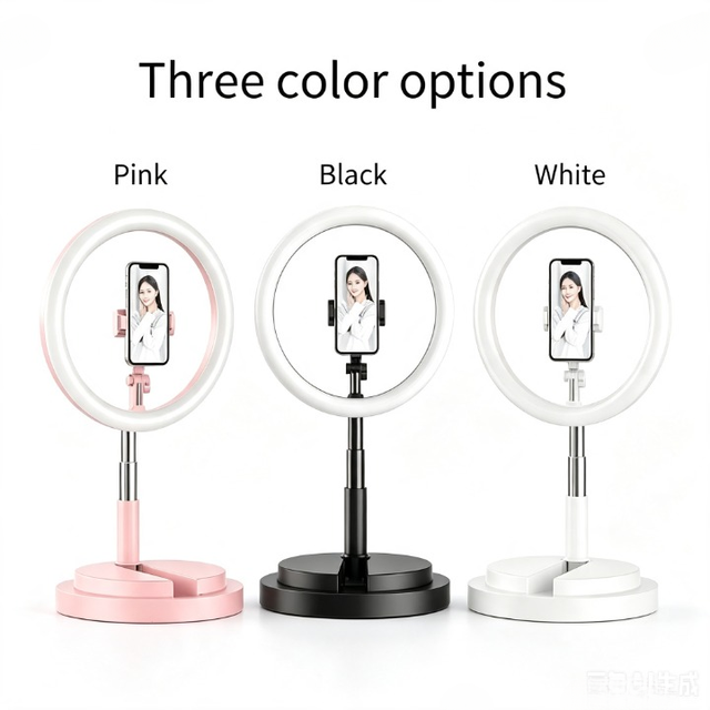 Foldable Ring Light with Phone Holder Dimmable Desktop LED Live Streaming Fill Light for Video Makeup Photography