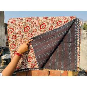Naturally Styled Cotton Kantha <b>Quilt</b> With Balanced Printed Patterns And Lightweight Feel Designed To Enhance Bedroom - Product Image 6