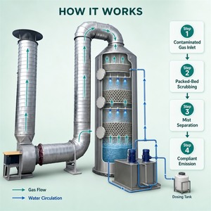 Depurador Húmedo de Acero Inoxidable de Alta Eficiencia para Plantas Químicas, Eliminación de Gases Ácidos y COV, Directo de Fábrica - Product Image 4