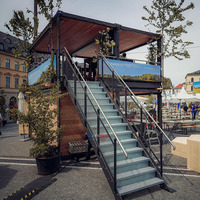 Restaurant conteneur à double étage homologué DOT ISO, 20FT 40FT, logo personnalisé, kiosque de restauration à deux étages avec équipement de cuisine complet