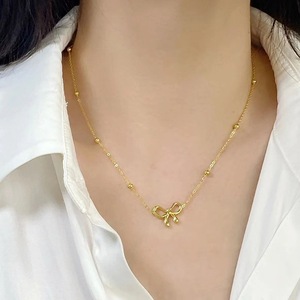 Sweet Bowknot Jewelry Set | 18K PVD Gold Plated Stainless Steel | Chic Bow Necklace, Bracelet, Anklet & <b>Stud</b> <b>Earrings</b> for Women - Product Image 6
