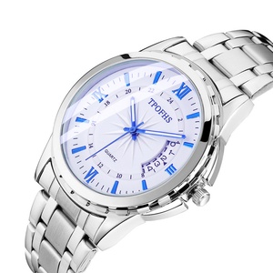 Nouvelle montre pour homme en acier inoxydable simple avec logo personnalisé, quartz, calendrier, mode, avec aiguille luminescente, cadran en verre - Product Image 1