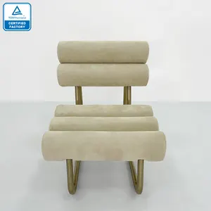 Pabrik furnitur kelas atas kursi kaki baja tahan karat desain unik kursi aksen santai kulit silinder untuk ruang tamu sofa
