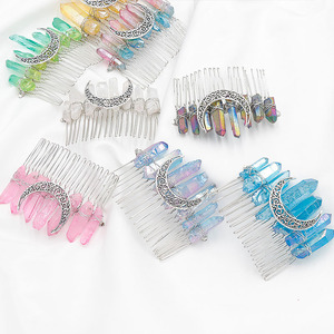 <span class=keywords><strong>Peigne</strong></span> à cheveux en cristal naturel fait à la main coiffure de mariée épingle à cheveux en pierre de cristal pince à cheveux peignes à cheveux latéraux pour femmes - Product Image 2