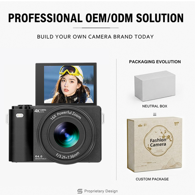 4K Autofocus Vlog Camera 64MP 180 Flip IPS Screen 2000mAh Battery Rotary Dial 256GB Card MOV Recorder Medium Dual Screen Solo