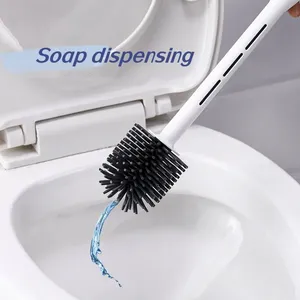Brosse de toilette courbée à long manche Maxfree, écologique, en silicone et PP, en forme de savon, pour un nettoyage efficace - Product Image 1