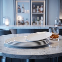 Assiette ovale en mélamine incassable de 9 pouces, couleur blanc pur, assiette en plastique poli pour restaurant, assiettes de service