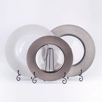 Ensemble d'assiettes en verre plaqué argent et or pour la décoration de mariage, plats élégants personnalisés
