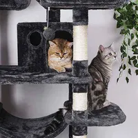 Arbre à chat moderne multi-niveaux de qualité supérieure avec poteaux à gratter en sisal et perchoirs en bois