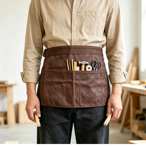 <span class=keywords><strong>Delantal</strong></span> <span class=keywords><strong>de</strong></span> Lona Encerada Color Café, Duradero y Moderno, con Múltiples Bolsillos, Diseño Corto, Uniforme <span class=keywords><strong>de</strong></span> Trabajo para Floristería y Panadería - Product Image 1