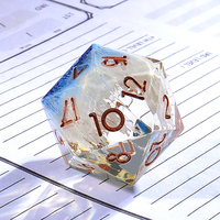 Ensemble de 7 dés personnalisés faits à la main en résine transparente blanche et bleue, à noyau liquide polyédrique, pour le jeu DND Dragons Dungeons