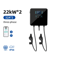 Estación de Carga Comercial para Vehículos Eléctricos 22kW+22kW AC Wallbox con Medidor MID OCPP 1.6J 44kW, Control por App, Precio Mayorista para Estacionamientos, Hoteles y Flotas