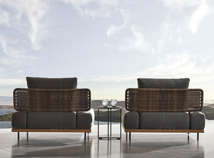 Moderne extérieur sectionnel style urbain jardin meubles de terrasse en rotin canapés lit - Product Image 5