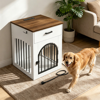 Meuble de salon moderne pour chien avec station de charge intégrée et tiroir de rangement, écologique et durable pour petits animaux