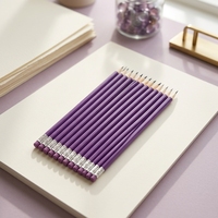 Ensemble de crayons ronds en bois violet personnalisés avec gomme intégrée pour bureau et école, certifiés EN71 ISO, vente en gros directe usine