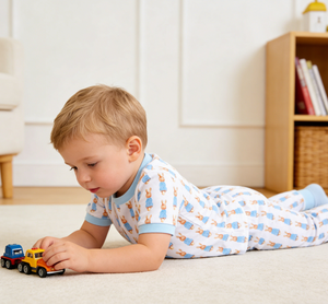 Pyjama de Pâques personnalisé pour bébés garçons, motif lapins bleus, vêtements de nuit pour enfants - Product Image 4