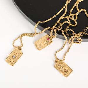 Vintage Goud Roestvrij Staal Touw Ketting Kubieke Zirkoon Charme <span class=keywords><strong>Tarot</strong></span> Bloem Helios Ster Hanger Ketting Decoratie - Product Image 3