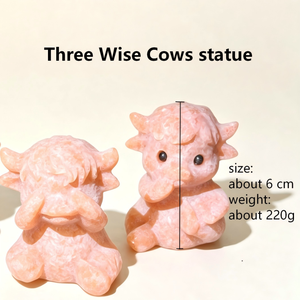 Statuetta di Mucca in Cristallo <span class=keywords><strong>Naturale</strong></span> con Tre Mucche Saggie Intagliate, <span class=keywords><strong>Pietra</strong></span> Curativa per Decorazione Casa e Scrivania, Regalo - Product Image 5