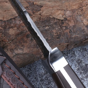 มีดโบวี่ดามัสกัสสำหรับเอาชีวิตรอด ปรับแต่งได้ตามต้องการ ใบมีดสแตนเลส OEM ด้ามไม้ G10 สำหรับล่าสัตว์ EDC DIY ความหนา 4.0 มม. - Product Image 5