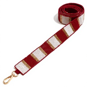 Garnet Black Beaded Striped Cotton Shoulder <b>Strap</b> Handbags Team Spirit Embroidery Fashion Crossbody <b>Strap</b> Needlework Embroidery - Product Image 5