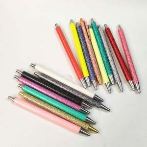 Stylo à bille rétractable en métal coloré avec paillettes brillantes en résine époxy, idéal comme cadeau de mariage - Product Image 3