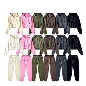 Set Personalizzato di Felpa con Cappuccio e <span class=keywords><strong>Pantaloni</strong></span> da Jogging per Donna, Alta Qualità, Felpa con Zip, Set <span class=keywords><strong>Rosa</strong></span> da 400gsm, Joggers Casual da Donna - Product Image 6