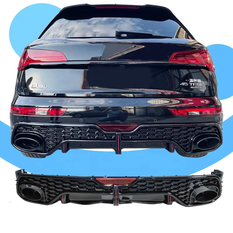 2020 2021 2022 RSQ5 Rear diffuser with tail pipr for Audi Q5 Q5L Chang to RSQ5 Rear bumper