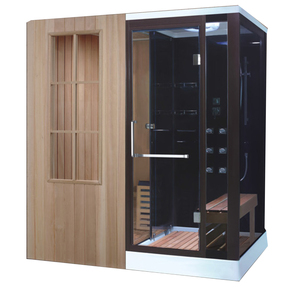 Cabina de Ducha y Sauna Seca para Exteriores de <span class=keywords><strong>Madera</strong></span> Sólida de <span class=keywords><strong>Cedro</strong></span> Rojo Tradicional con Ventanas de Contraventana y Vidrio Templado - Product Image 1