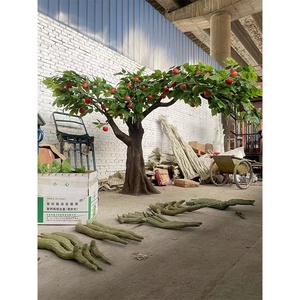 Jardín de alta calidad decoración interior hojas de plástico <span class=keywords><strong>verde</strong></span> árbol frutal de manzana Artificial para decoración de supermercado - Product Image 2