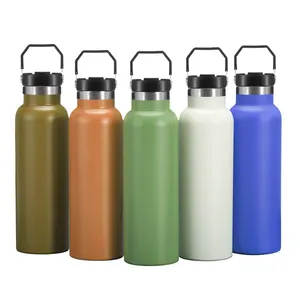 زجاجة مياه عازلة من الفولاذ المقاوم للصدأ بكوب فراغ مع غطاء للهدايا التجارية والتخييم