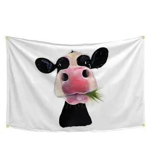 奶牛吃草有趣的旗帜房间3x5英尺定制设计旗帜